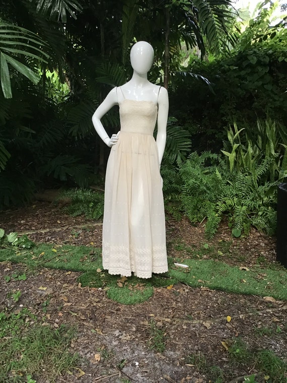 Vintage Cotton 70s Maxi Embroidered Dress - Etsy