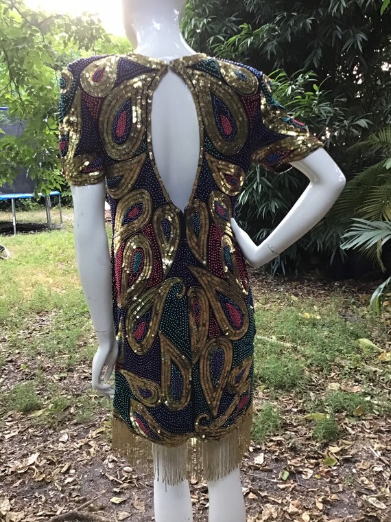 Vintage 90s beaded and sequins with bead fringes - image 9