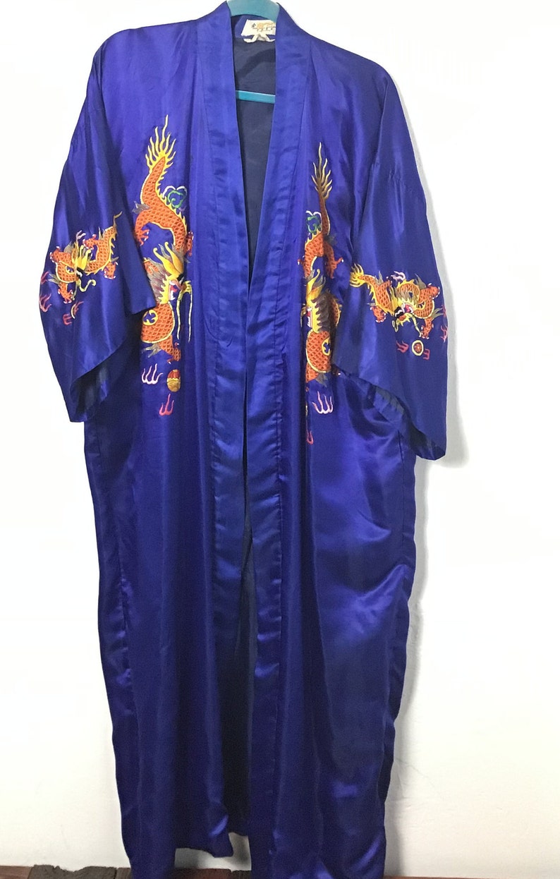 Silk Lined Embroidered Kimono With Dragons - Etsy