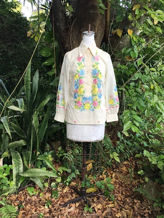 Mexican 70s embroidered shirt - image 1