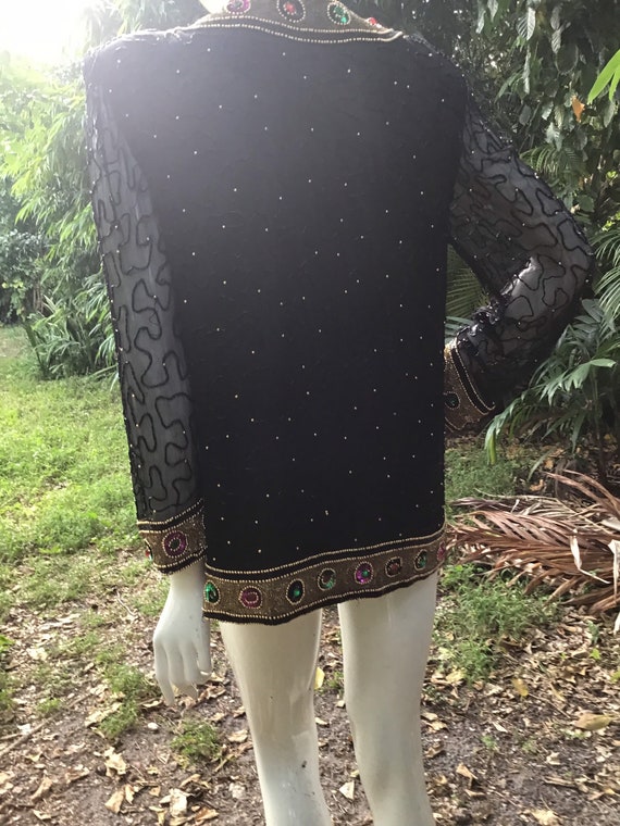 Vintage 90s silk and beaded cardigan - image 8