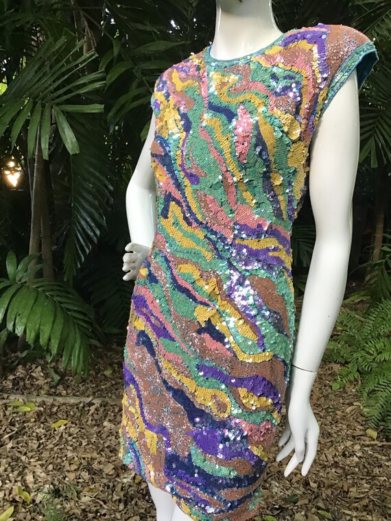 Vintage 1980s A.J.Bari sequins Dress - image 2