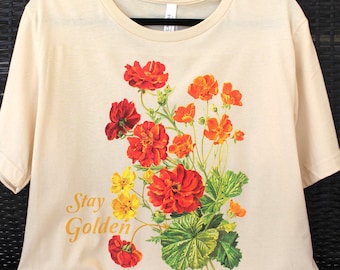 Marigold Floral Graphic T-Shirt: Stay Golden Positivity Tee