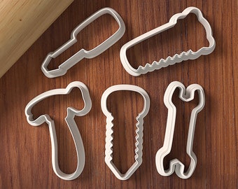 STL File Father's Day Tool Set - Tools Cookie Cutter Set - Hammer - Screwdriver - Screw - Saw - Wrench - Tools