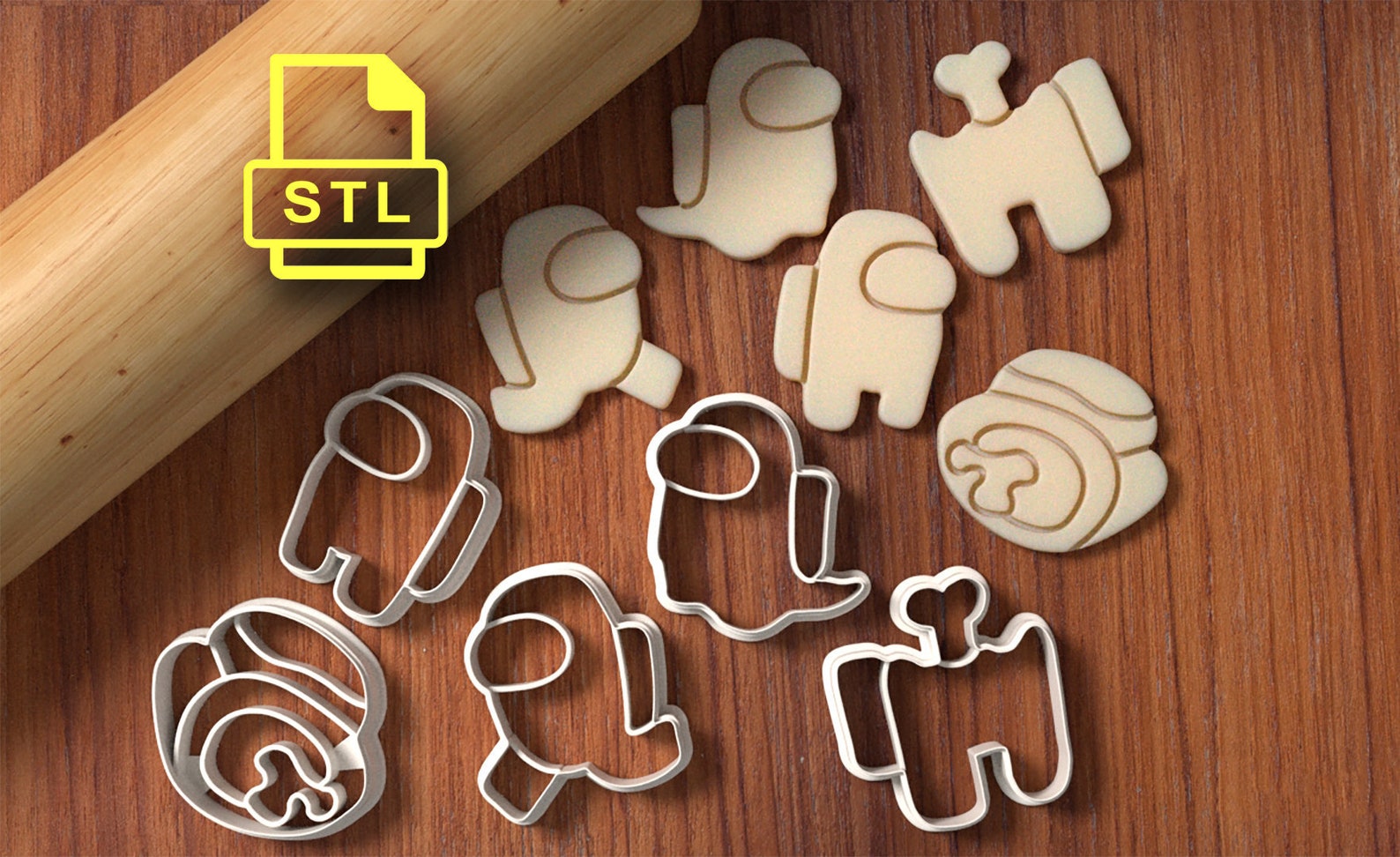 Among Us Cookie Cutter Set stl files Among Us STL Biscuit Etsy