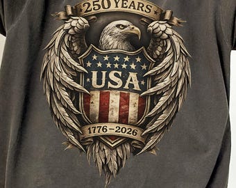 Comfort Colors 250th Anniversary T-Shirt: Retro USA Eagle, Patriotic 4th of July