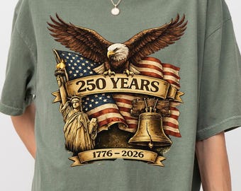 250 Years America T-Shirt: Patriotic Eagle, Vintage USA Flag
