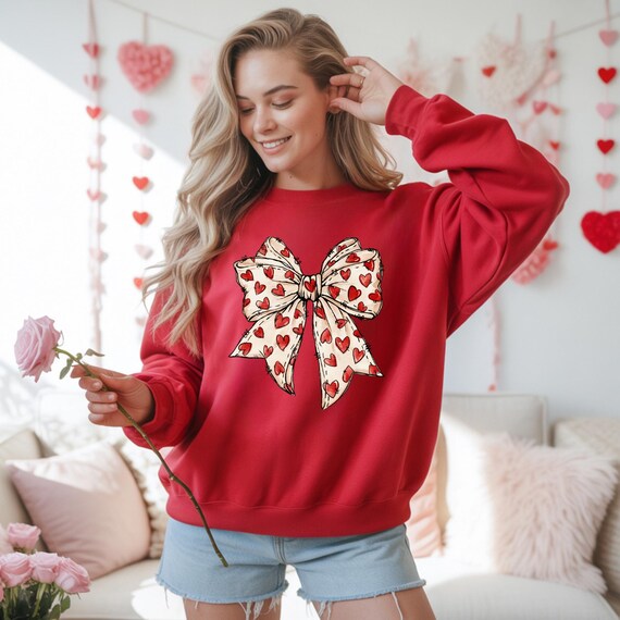 Valentine's Day Bow Sweatshirt: XOXO Heart Crewneck