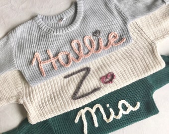 Personalized Embroidered Knit Sweater/Name Sweater/Pullover