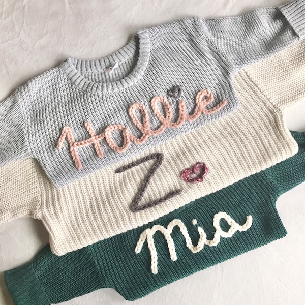 Personalized Embroidered Knit Sweater/Name Sweater/Pullover