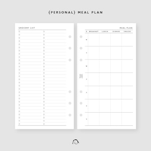 PERSONAL Size Meal Plan Printable Inserts