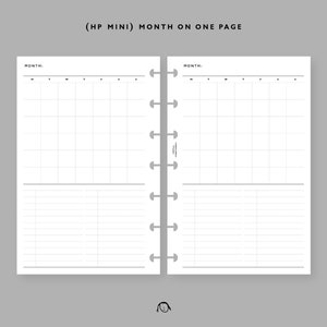 Könnte beinhalten: Eine leere Monats-Planerseite für einen Happy Planner Mini. Die Seite ist in zwei Spalten unterteilt, jede mit einer Kopfzeile, die "MONAT" lautet. Die linke Spalte hat einen Bereich für "NOTIZEN" und die rechte Spalte einen Bereich für "PRIORITÄTEN".