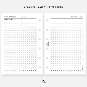 POCKET Size 24h Time Tracker Printable Inserts