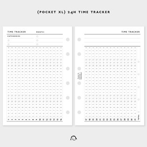 POCKET XL Size 24H Time Tracker Printable Inserts / Printables 2026 inserts