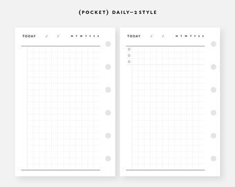 POCKET Size Daily Plan 2 Styles Printable Inserts  / Agenda Printable / Ring binder Filofax Pocket refills