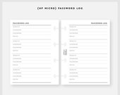 HP Micro Size Password Log Printable Inserts