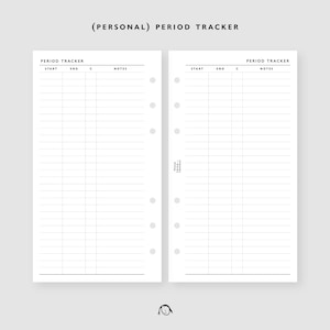 PERSONAL Size Period Tracker Printable Inserts
