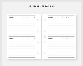 HP Micro Size Daily 2D1P Printable Inserts / Happy Planner Micro Size / Discbound planner