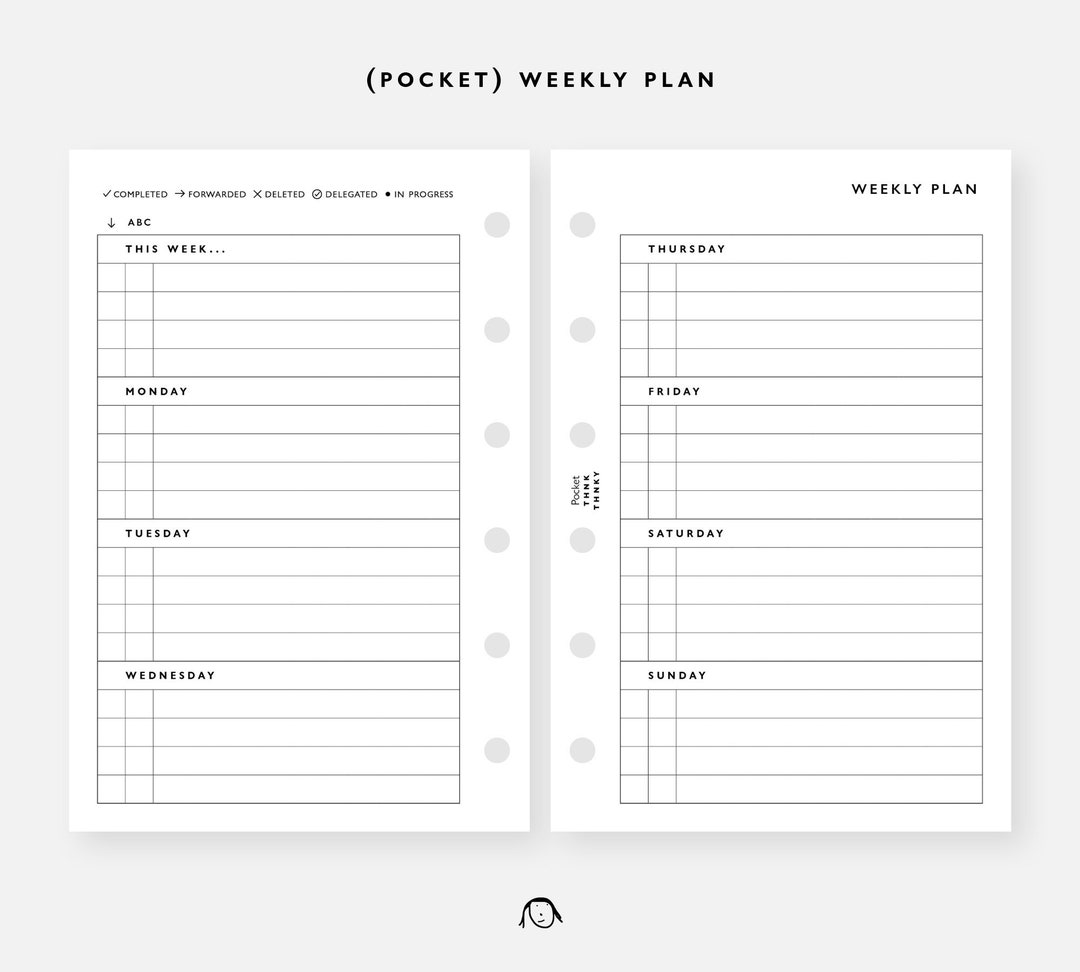 POCKET Size Weekly Printable Inserts | Agenda Printable | Ring Binder ...