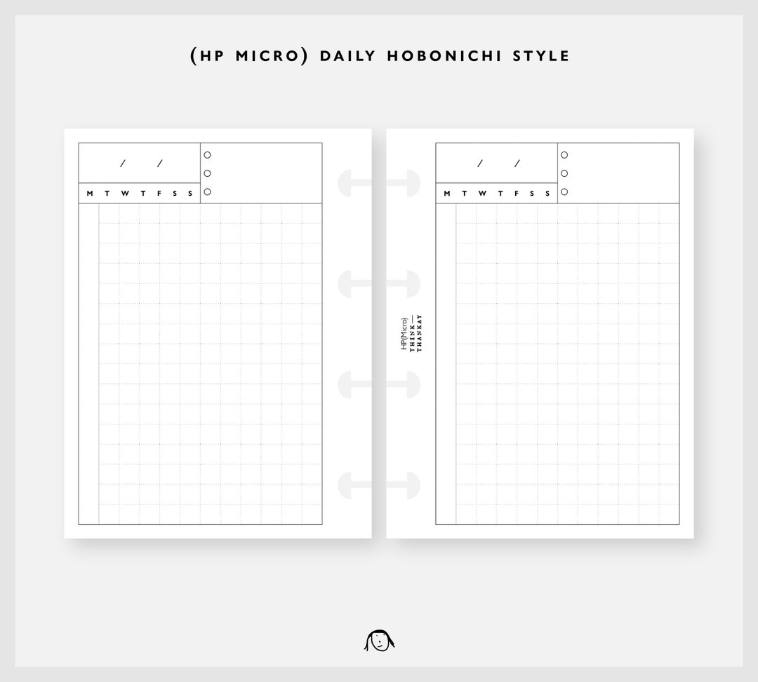 HP Micro Size Daily Hobonichi Style Printable Inserts / Happy Planner ...