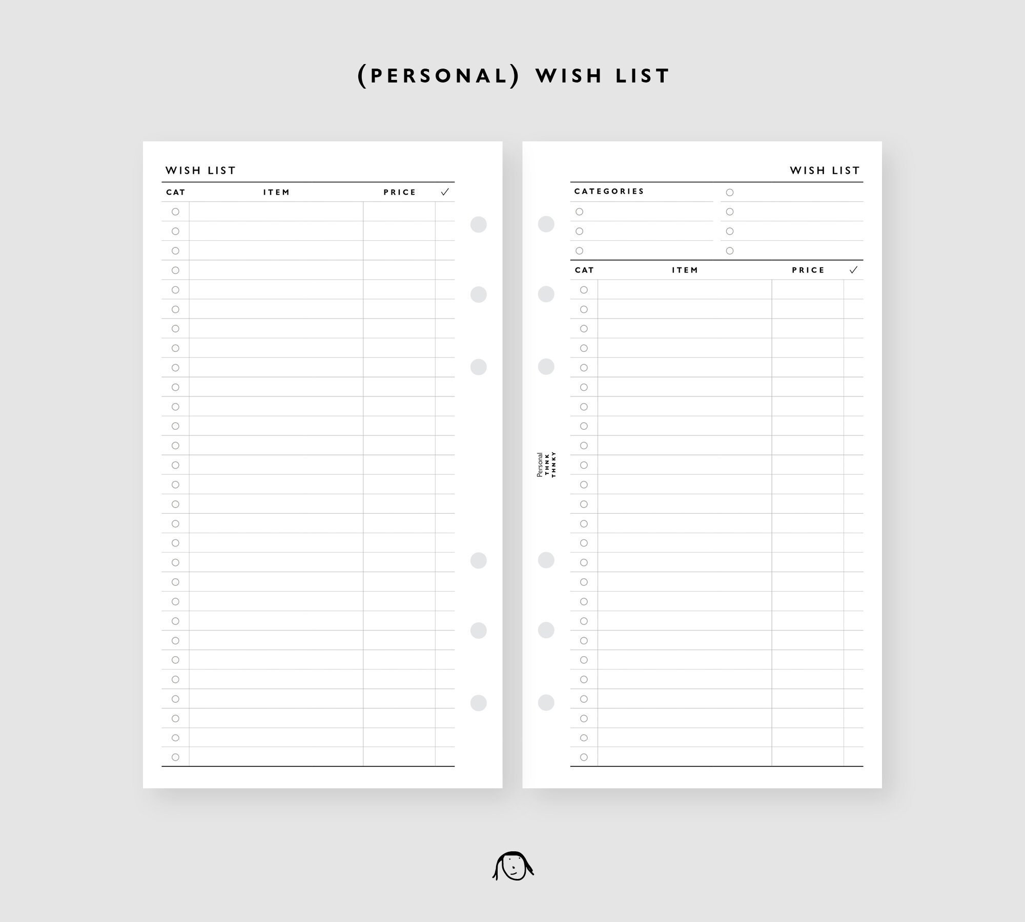 PERSONAL Size Wish List Printable Inserts - Etsy
