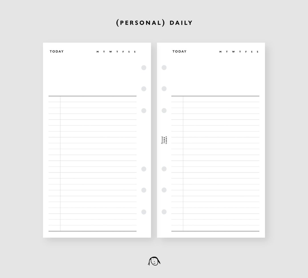 PERSONAL Size Daily Printable Inserts | Agenda Printable | Ring Binder ...