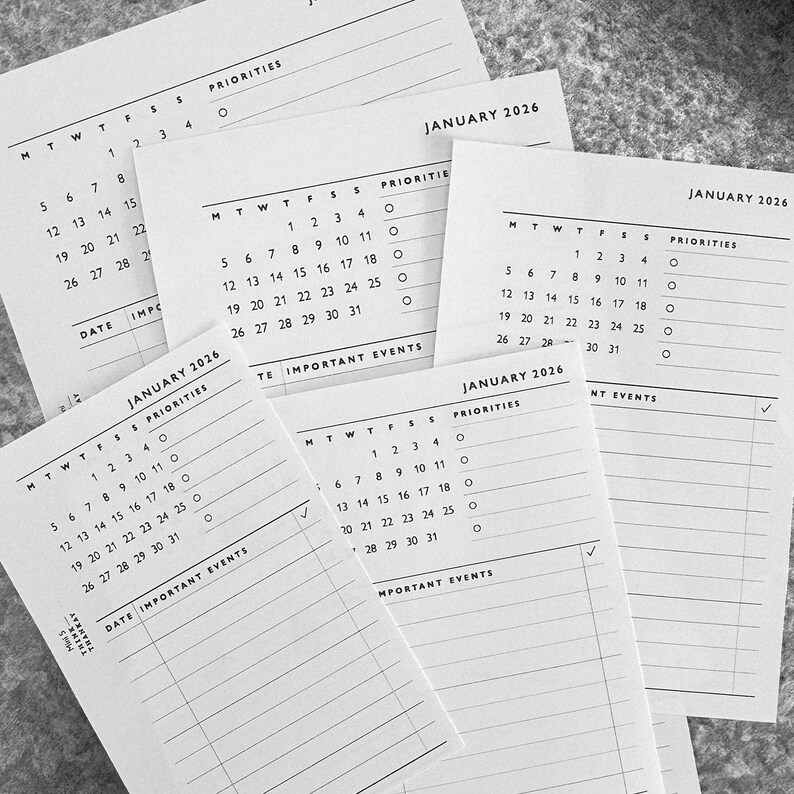 A6 Monthly Planner 2026 Printable Inserts: Ring Binder Refills (PDF ...