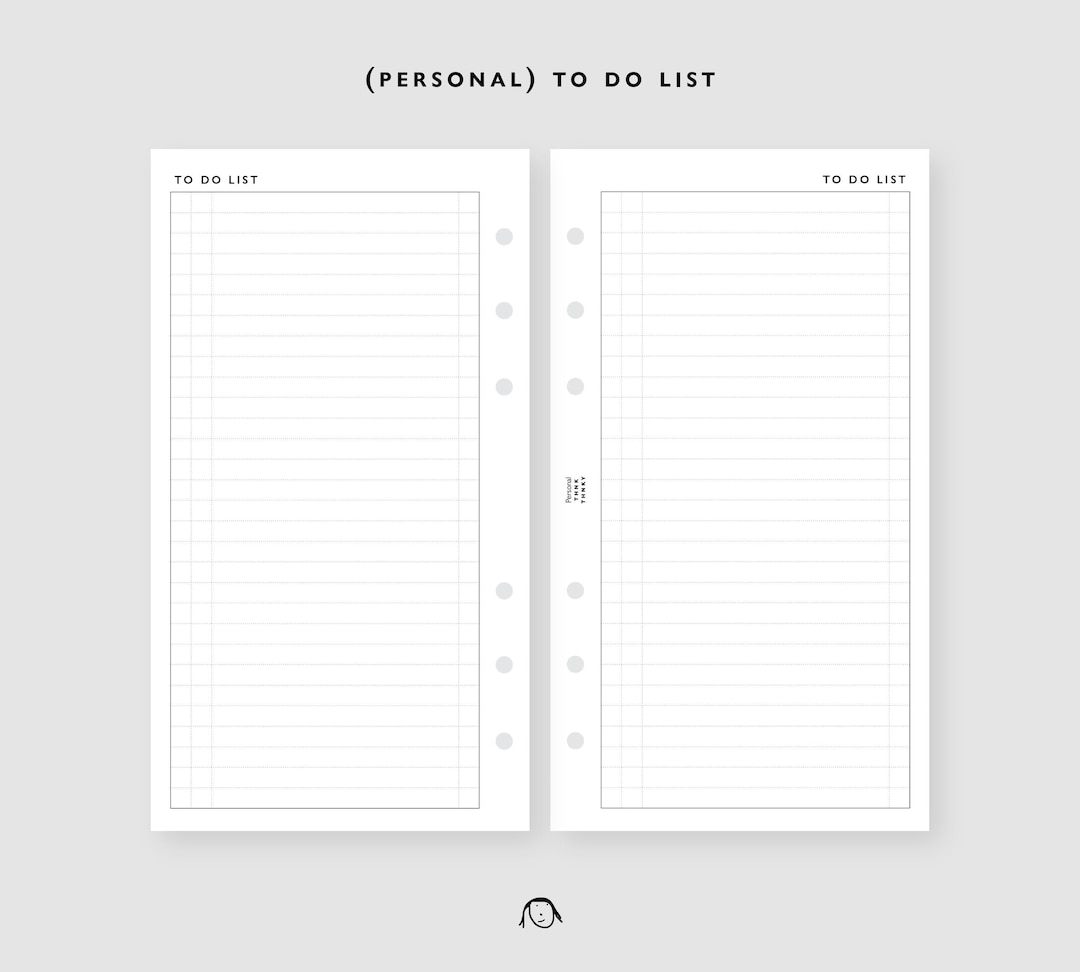 PERSONAL Size to Do List Printable Inserts / Agenda Printable / Ring ...
