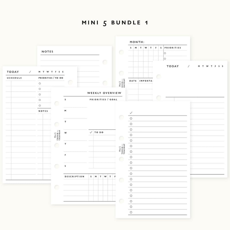 Mini Filofax M5 Inserts - Etsy
