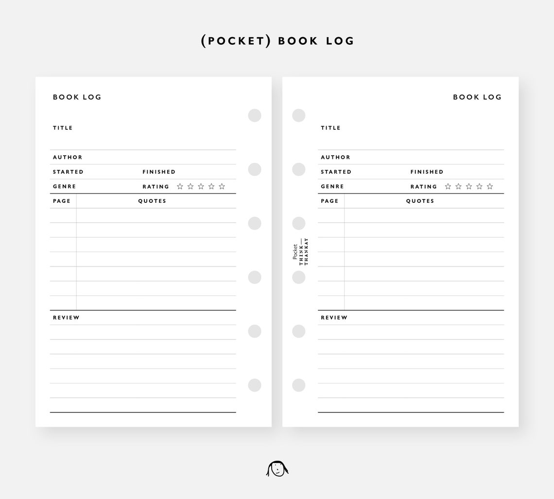 POCKET Size Book Log Printable Inserts - Etsy