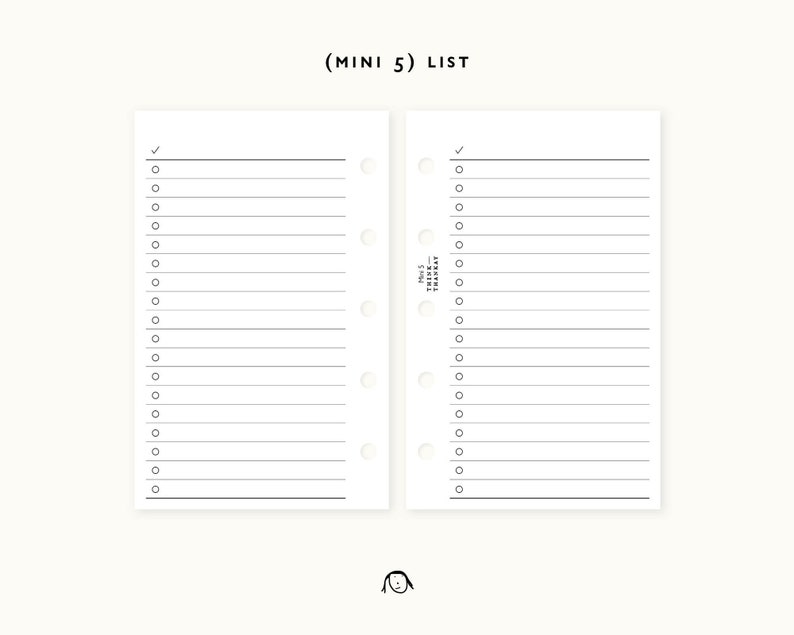 Mini 5 Ring List Printable Inserts / List Planner / Agenda Printable ...