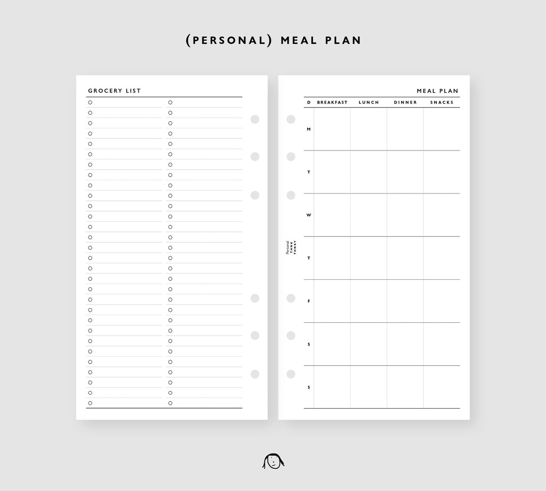 PERSONAL Size Meal Plan Printable Inserts - Etsy