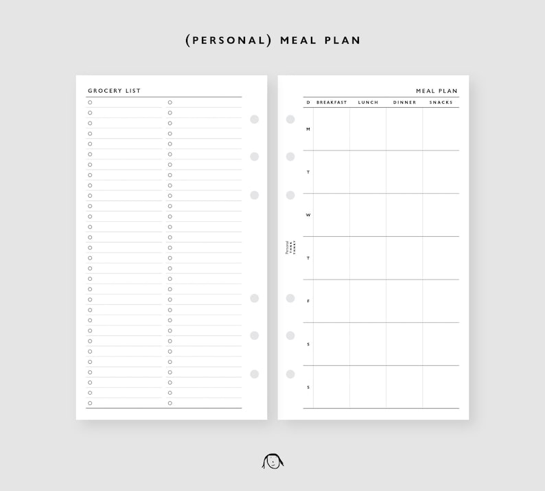 PERSONAL Size Meal Plan Printable Inserts - Etsy