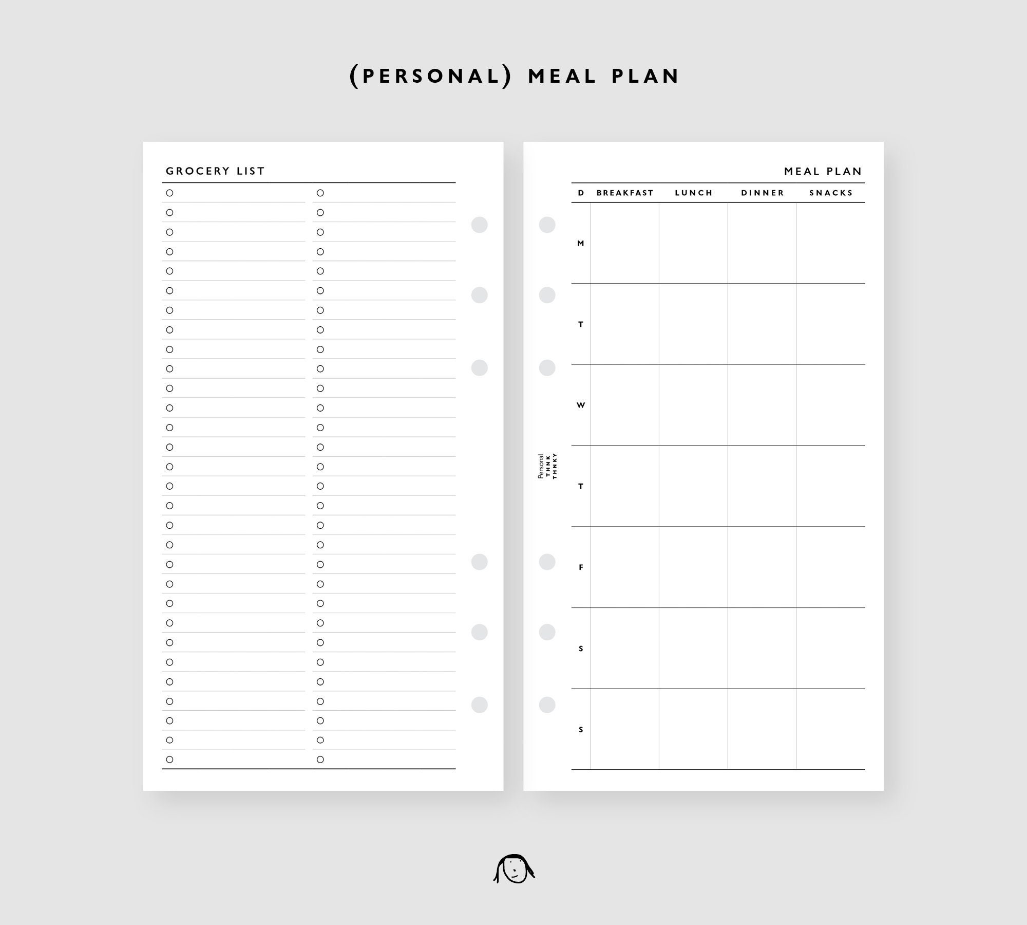 PERSONAL Size Meal Plan Printable Inserts - Etsy