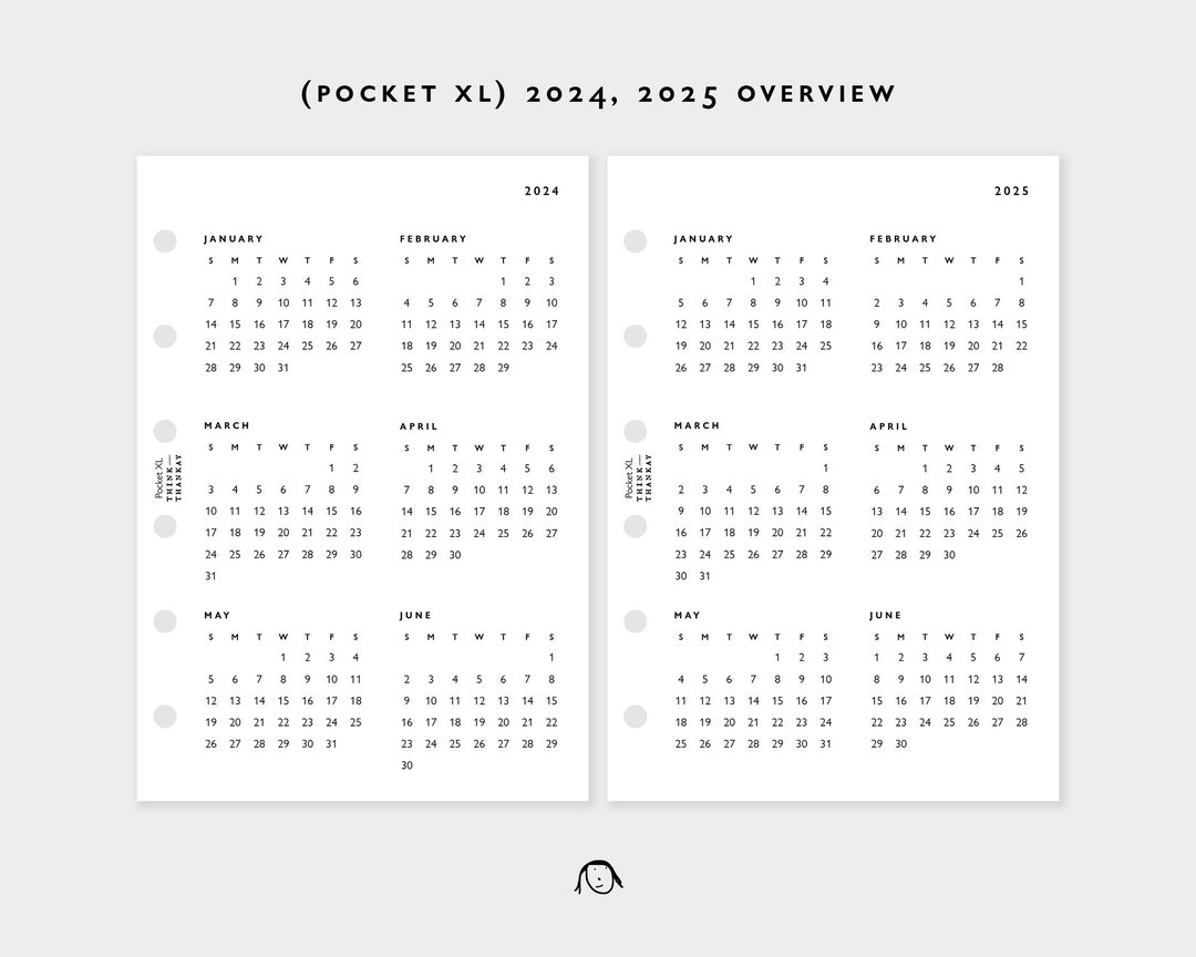 POCKET XL Size 2024-2025 Overview Plan 2024 Printable Inserts - Etsy
