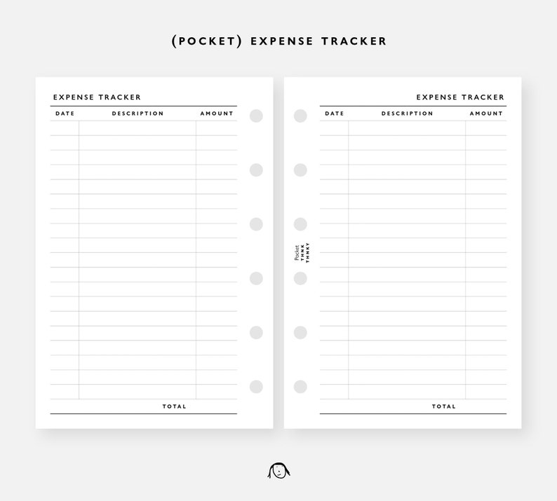 POCKET Size Expense Tracker Printable Inserts / Agenda Printable / Ring ...
