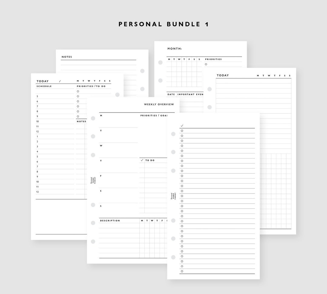 PERSONAL Size Printable Inserts Bundle 1 Etsy
