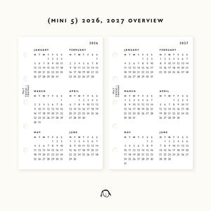 Mini 5 size 2026-2027 Overview Plan Printable Inserts / 2026 dated Planner / Agenda Printable / Ring binder Filofax mini refills /PDF file