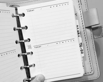 POCKET Size Daily Today 2D1P Printable Inserts / Agenda Printable / Ring binder Filofax Pocket refills / PDF digital file