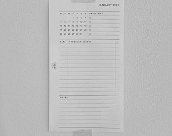 2026 Monthly Planner Inserts: Personal Size Printable (PDF Download)