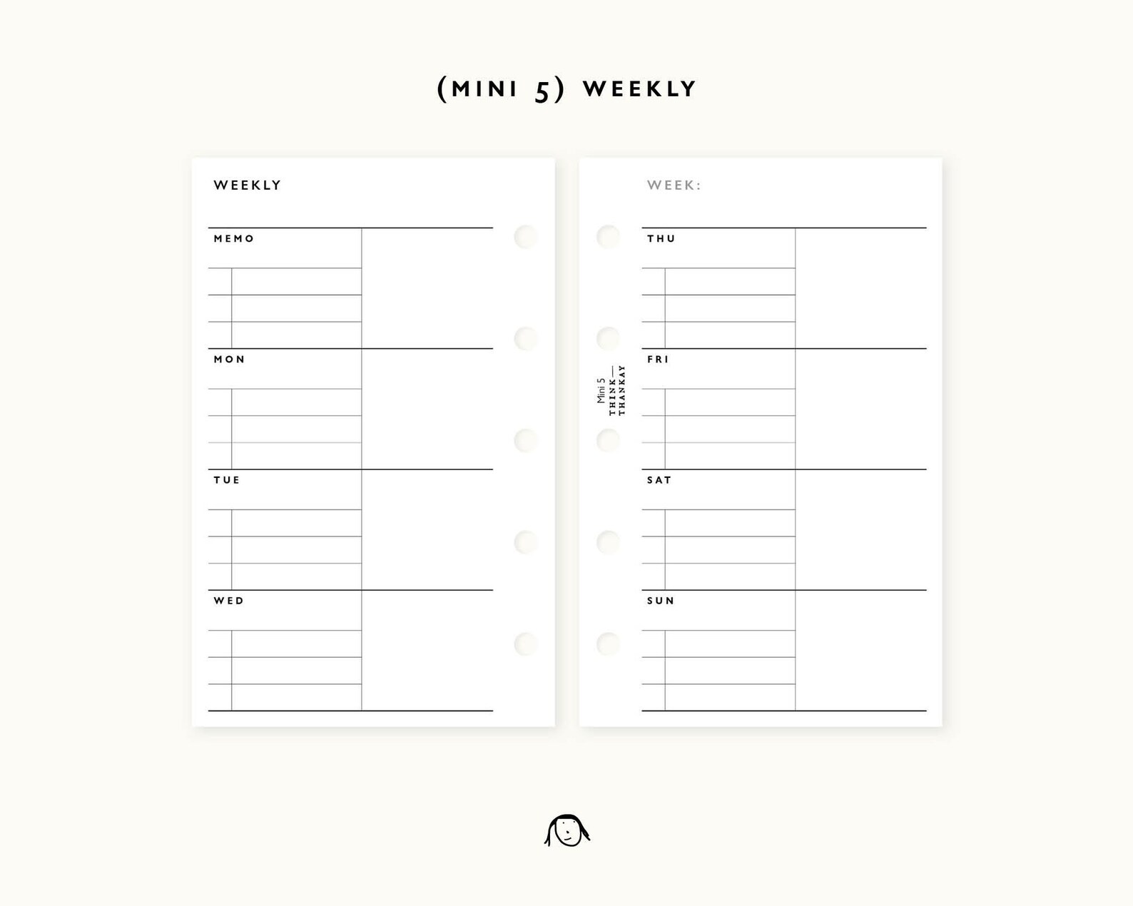 Mini 5 Ring Weekly Printable Inserts / Agenda Printable / Ring Binder ...