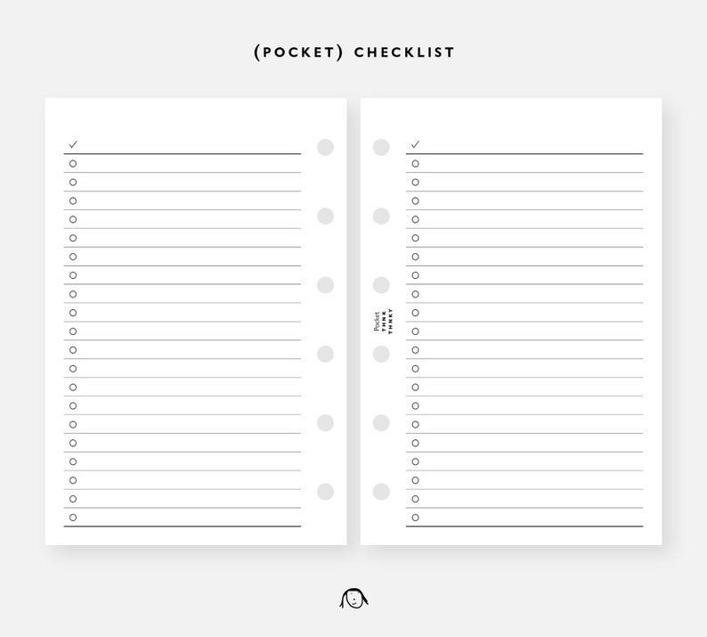 POCKET Size Checklist Printable Inserts