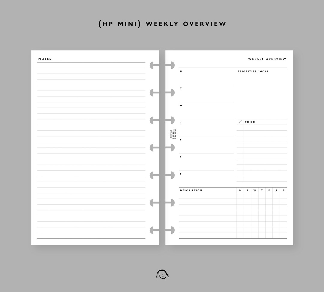 HP Mini Size Weekly Overview Printable Inserts - Etsy