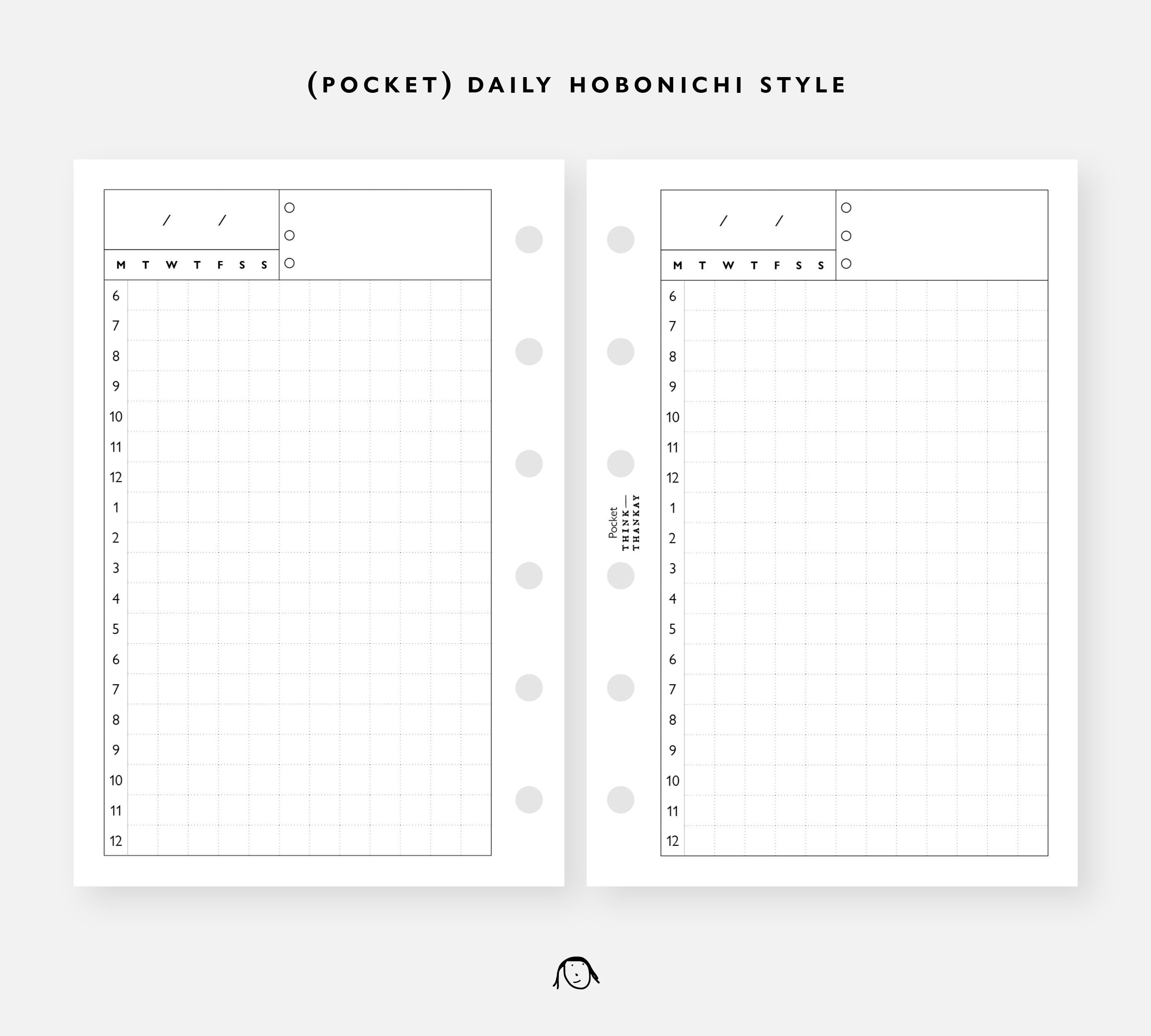 POCKET Size Daily Hobonichi Style Printable Inserts / Agenda Printable ...