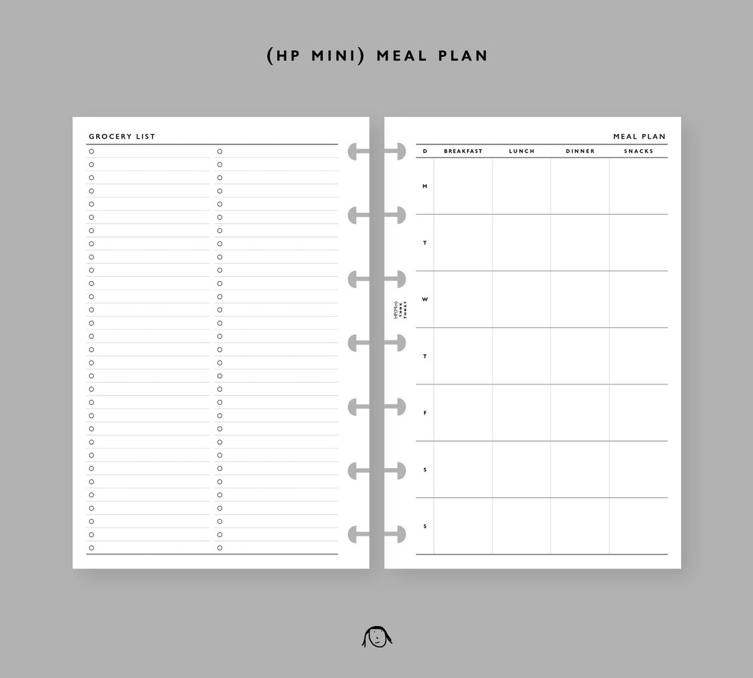 HP Mini Size Meal Plan Printable Inserts - Etsy