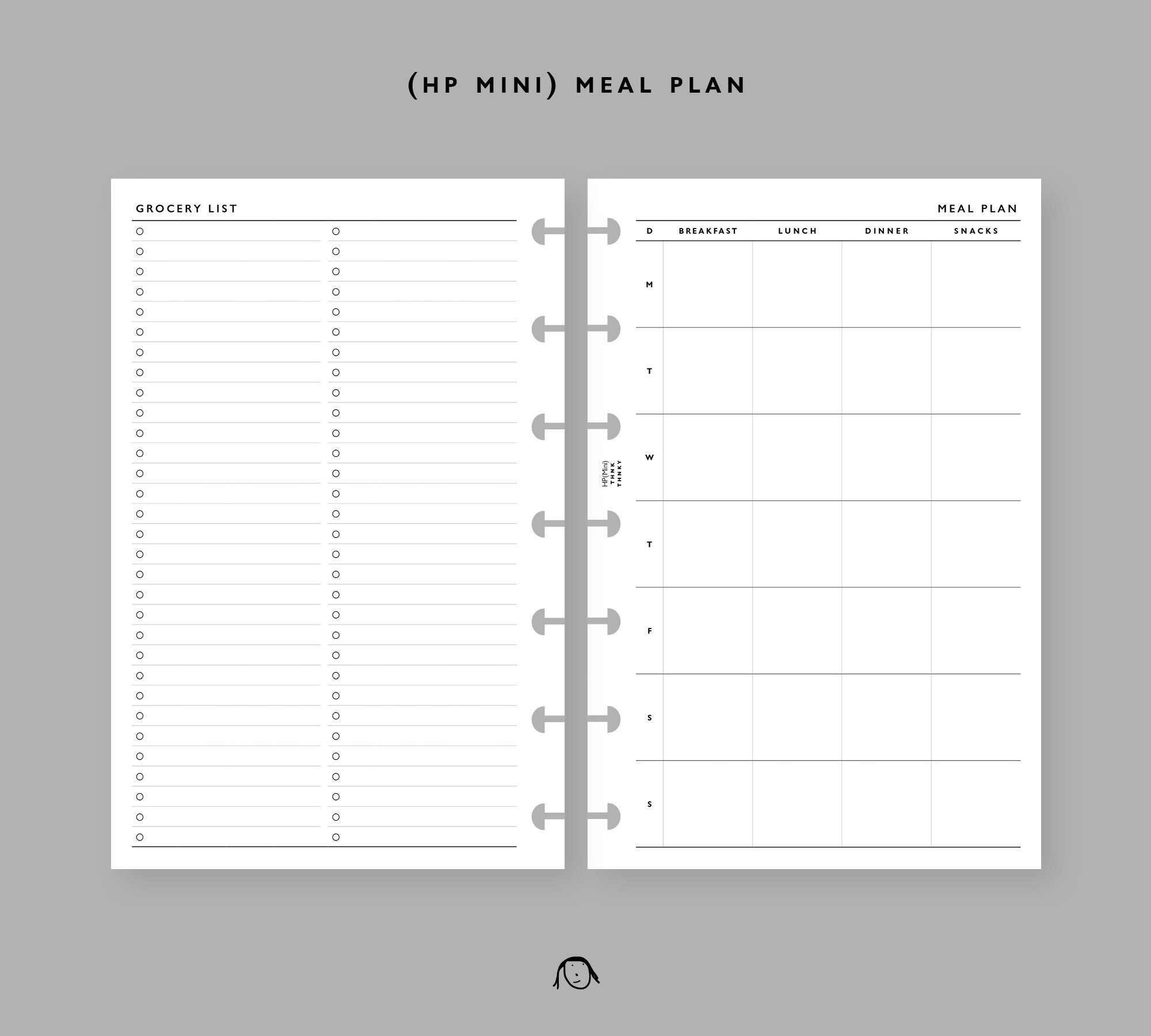 HP Mini Size Meal Plan Printable Inserts - Etsy