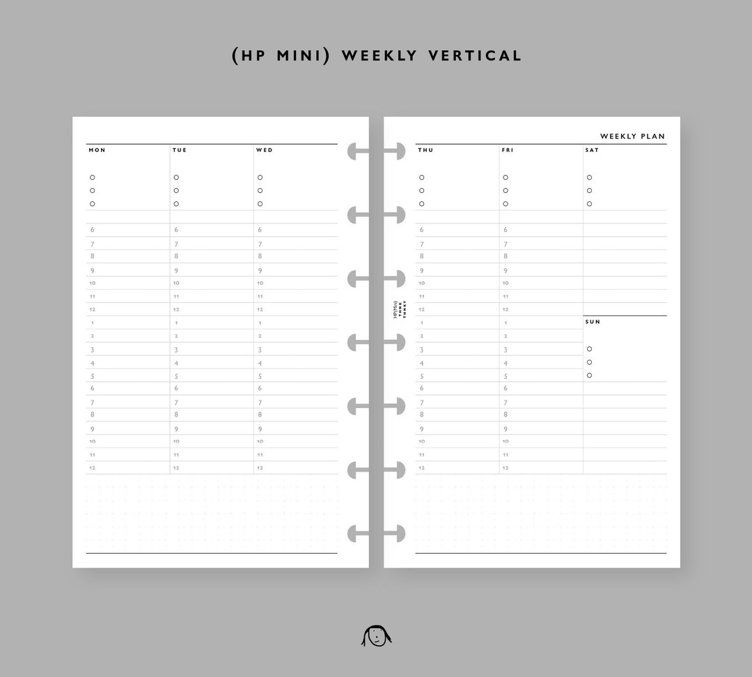 HP Mini Size Weekly Vertical Printable Inserts - Etsy