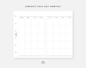 POCKET Size Fold out Monthly Plan 2026 Printable Inserts / 2026 Planner / Agenda Printable / Ring binder Filofax Pocket refills