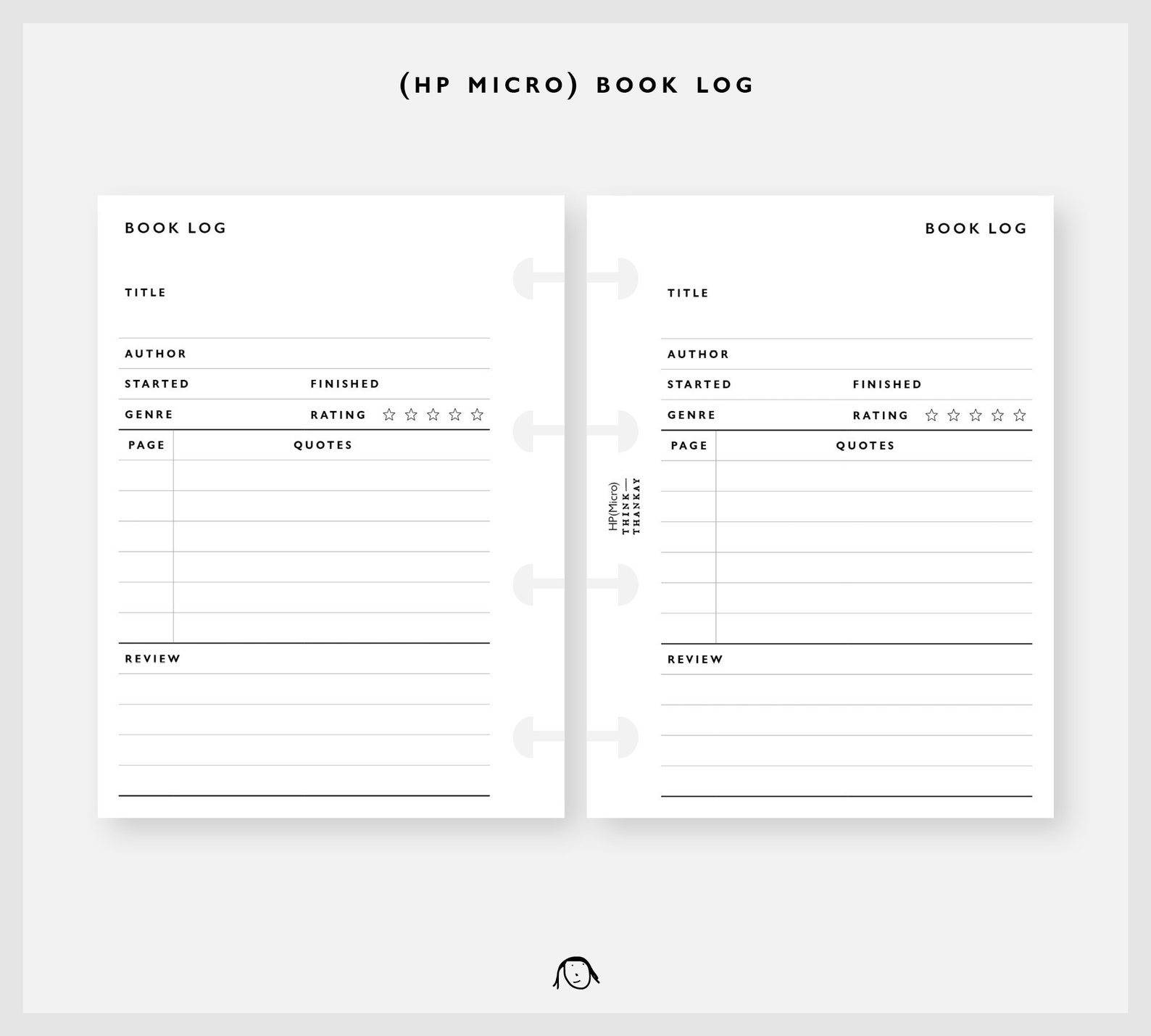 HP Micro Size Book Log Printable Inserts - Etsy