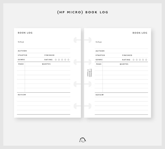 HP Micro Size Book Log Printable Inserts / Happy Planner Micro Size / Discbound planner